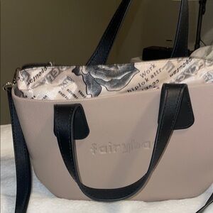 Black and Tan Structured Tote